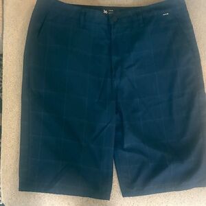 Hurley Dark Navy Windowpane Flat-Front Shorts